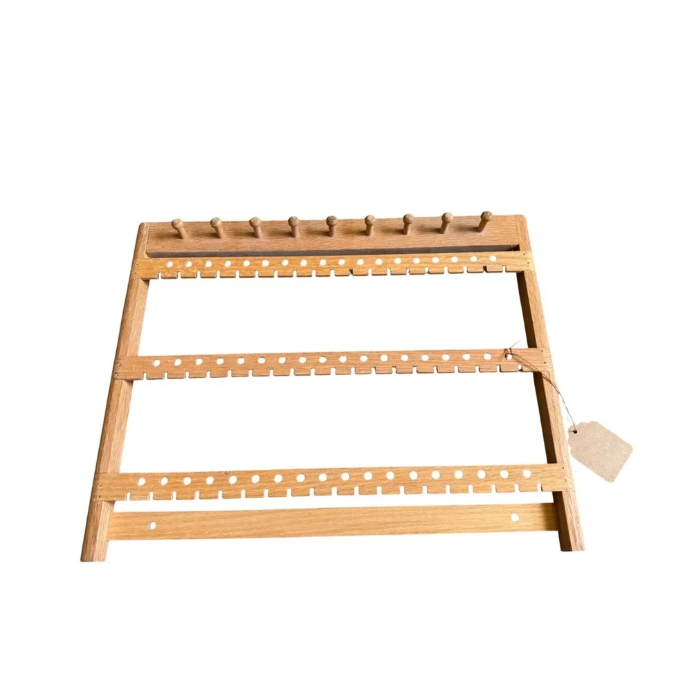 Wooden Wall Mounted Jewelry Organizer Earring Rack Necklace Holder 3 Tier Oak